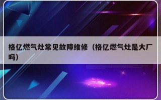 格亿燃气灶常见故障维修（格亿燃气灶是大厂吗）