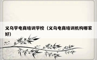 义乌学电商培训学校（义乌电商培训机构哪家好）