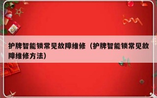 护牌智能锁常见故障维修（护牌智能锁常见故障维修方法）