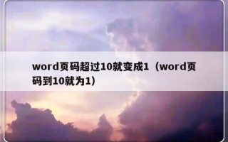 word页码超过10就变成1（word页码到10就为1）