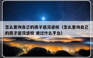 怎么查询自己的房子退没退税（怎么查询自己的房子退没退税 通过什么平台）