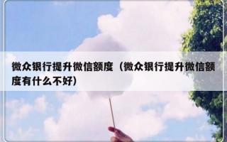 微众银行提升微信额度（微众银行提升微信额度有什么不好）