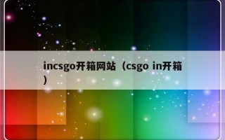 incsgo开箱网站（csgo in开箱）