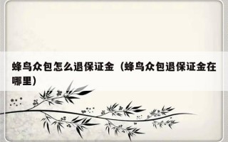 蜂鸟众包怎么退保证金（蜂鸟众包退保证金在哪里）