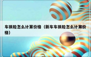 车损险怎么计算价格（新车车损险怎么计算价格）