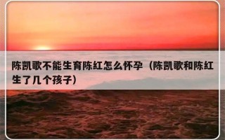 陈凯歌不能生育陈红怎么怀孕（陈凯歌和陈红生了几个孩子）