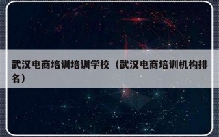 武汉电商培训培训学校（武汉电商培训机构排名）