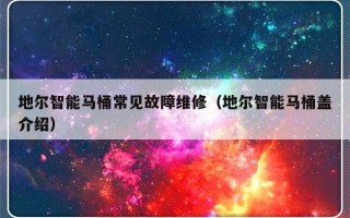 地尔智能马桶常见故障维修（地尔智能马桶盖介绍）