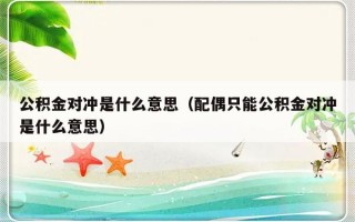 公积金对冲是什么意思（配偶只能公积金对冲是什么意思）