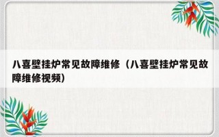 八喜壁挂炉常见故障维修（八喜壁挂炉常见故障维修视频）