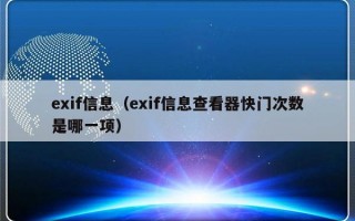 exif信息（exif信息查看器快门次数是哪一项）