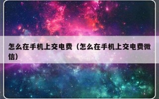 怎么在手机上交电费（怎么在手机上交电费微信）