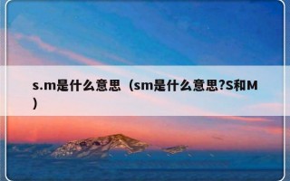 s.m是什么意思（sm是什么意思?S和M）