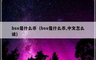 bsv是什么币（bsv是什么币,中文怎么读）