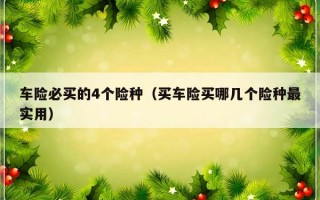 车险必买的4个险种（买车险买哪几个险种最实用）