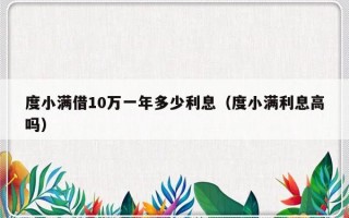 度小满借10万一年多少利息（度小满利息高吗）