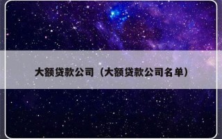 大额贷款公司（大额贷款公司名单）