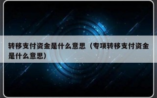 转移支付资金是什么意思（专项转移支付资金是什么意思）