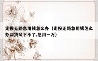 走投无路急用钱怎么办（走投无路急用钱怎么办网贷又下不了,急用一万）