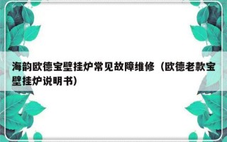 海韵欧德宝壁挂炉常见故障维修（欧德老款宝壁挂炉说明书）