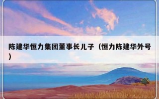 陈建华恒力集团董事长儿子（恒力陈建华外号）