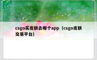 csgo买皮肤去哪个app（csgo皮肤交易平台）