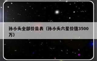 孙小头全部价目表（孙小头六星价值3500万）