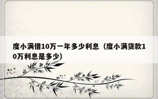 度小满借10万一年多少利息（度小满贷款10万利息是多少）