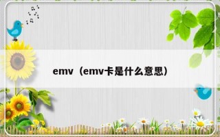 emv（emv卡是什么意思）