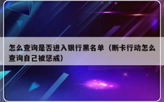 怎么查询是否进入银行黑名单（断卡行动怎么查询自己被惩戒）