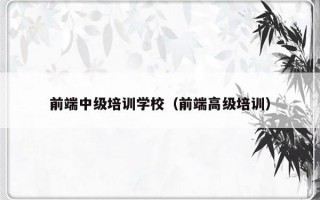 前端中级培训学校（前端高级培训）