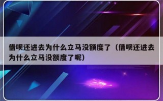 借呗还进去为什么立马没额度了（借呗还进去为什么立马没额度了呢）