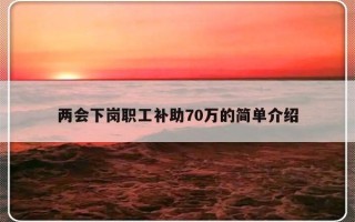 两会下岗职工补助70万的简单介绍