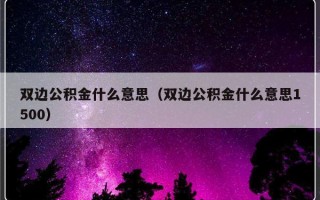 双边公积金什么意思（双边公积金什么意思1500）