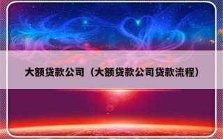 大额贷款公司（大额贷款公司贷款流程）