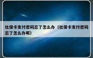 社保卡支付密码忘了怎么办（社保卡支付密码忘了怎么办呢）