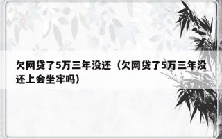 欠网贷了5万三年没还（欠网贷了5万三年没还上会坐牢吗）