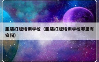 服装打版培训学校（服装打版培训学校哪里有安阳）