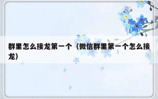 群里怎么接龙第一个（微信群里第一个怎么接龙）