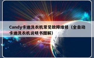 Candy卡迪洗衣机常见故障维修（全自动卡迪洗衣机说明书图解）