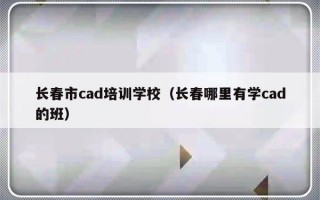 长春市cad培训学校（长春哪里有学cad的班）