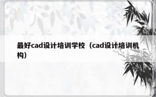 最好cad设计培训学校（cad设计培训机构）