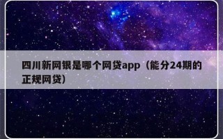 四川新网银是哪个网贷app（能分24期的正规网贷）