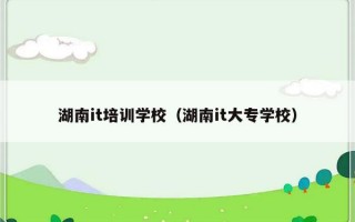 湖南it培训学校（湖南it大专学校）