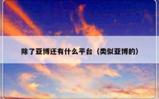 除了亚博还有什么平台（类似亚博的）