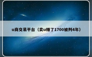 u商交易平台（卖u赚了1700被判4年）