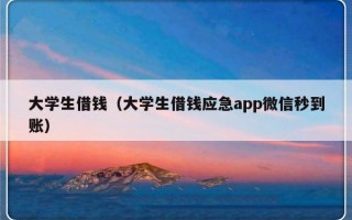 大学生借钱（大学生借钱应急app微信秒到账）