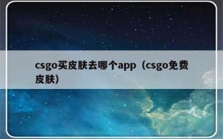 csgo买皮肤去哪个app（csgo免费皮肤）