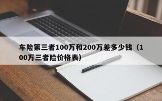 车险第三者100万和200万差多少钱（100万三者险价格表）