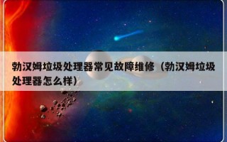 勃汉姆垃圾处理器常见故障维修（勃汉姆垃圾处理器怎么样）